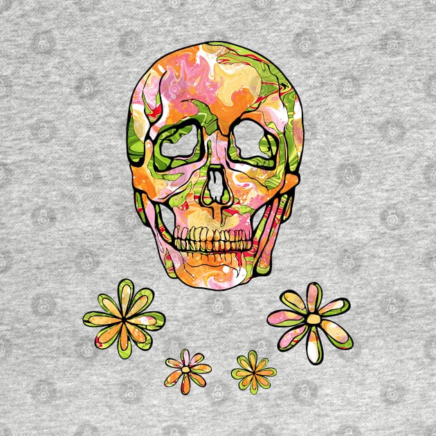 Bright skull and flowers with spring colors by NadiaChevrel